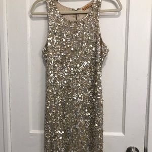 Alice + Olivia Gold Sequin Midi Dress